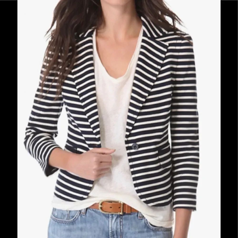 Tory Burch blue cream stripes blazer XS